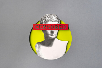 Head of an ancient sculpture made with collage