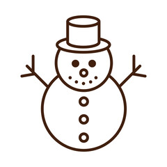 happy merry christmas, snowman with hat cartoon celebration festive linear icon style