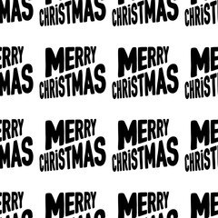 Seamless pattern made from Merry Christmas lettering. Isolated on a white background. Vector stock illustration.