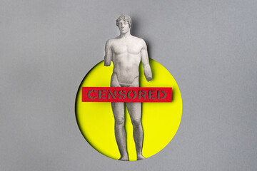 Body of an ancient sculpture made with collage