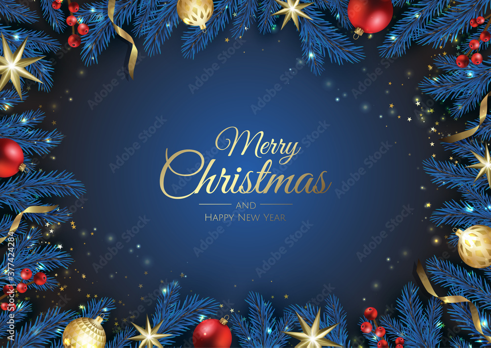 Wall mural merry christmas background with christmas element. vector illustration