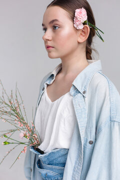 Pretty teen girl studio portrait