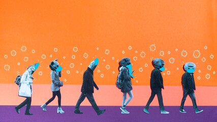 Protective mesures, people using mask