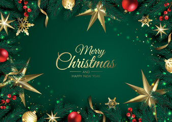 Fototapeta Merry Christmas background with christmas element. Vector illustration obraz