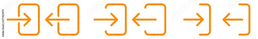 Poster login logout icon orange | user log in out illustration | account access symbol | enter exit logo | 