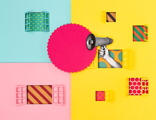 Communication and diversity. Building with open windows