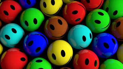 Glückliche bunte Smileys von oben