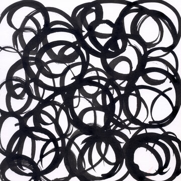 Black Circle Abstract Watercolor Painting