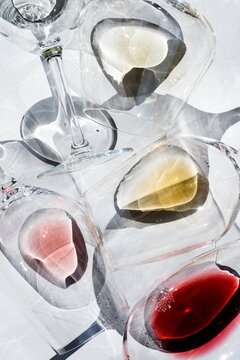 wine glasses with different types of wine