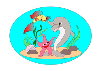 Illustration with dolphin