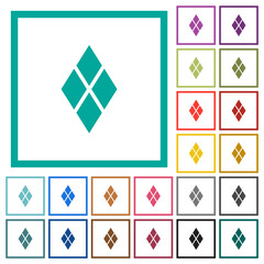 Diamond tile pattern flat color icons with quadrant frames