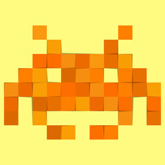 space invader alien monster in pixel format, patchwork EPS 10