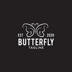 White butterfly logo design template