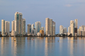 Fototapeta na wymiar Skyline of bocagrande district Cartagena Colombia