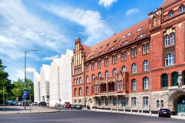 Provincial Police Department and Philharmonic in Stettin, Poland - obrazy, fototapety, plakaty
