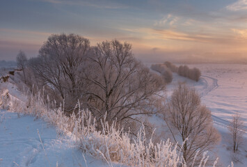 frozen lake in winter