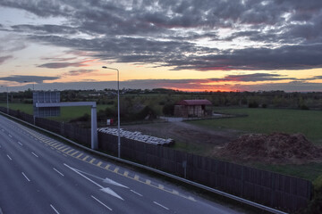 Sunset Over Empty Covid-19 Lockdown Highway, Kildare, Ireland