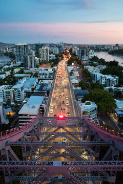 View from a top pillar of the Story Bridge looking south along the Bradfield Highway