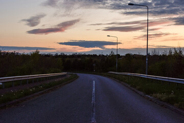 Sunset Over Empty Covid-19 Lockdown Highway, Kildare, Ireland