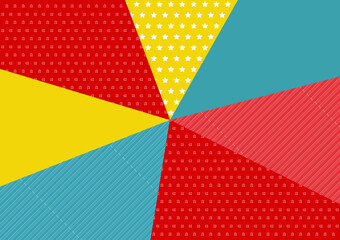 ポップな放射状背景イラスト　赤・ピンク・水色・黄色