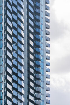 Side on view of balconies on a multistorey apartment building
