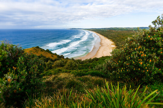 Landscape view of Tallows Beach, Byron Bay