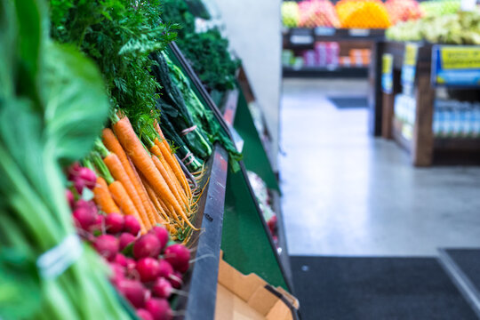 Fruit and vegetables in a supermarket