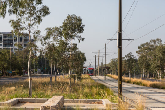 light rail track in Canberra