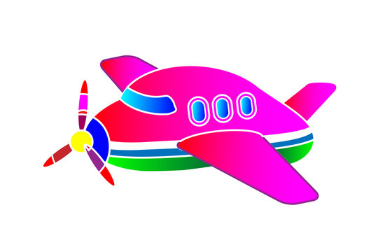 Childrens application, illustration the pink plane. Running legs by clouds. Vector