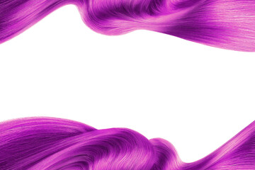 Pink shiny hair isolated on white. Background with copy space