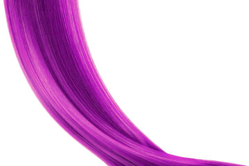 Pink shiny hair isolated on white. Background with copy space