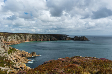 Panorama of Clifs and Rocks at the Lands End in Cornwall in England