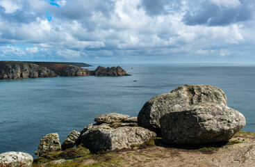Fototapeta na wymiar Panorama of Clifs and Rocks at the Lands End in Cornwall in England