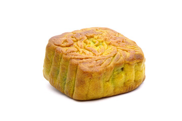 Moon cake (Yuebing) , famous chinese traditional pastry for mid autumn festival (Zhongqiujie) , isolated on white background