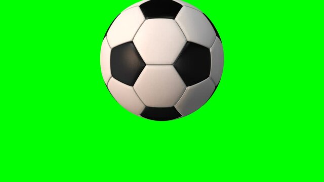 Soccer rotating ball 3D animation on green chroma key. Seamless loopable background.