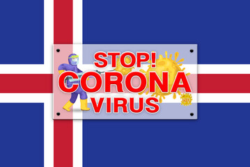 3D illustration Background Concept Stop Coronavirus in Iceland