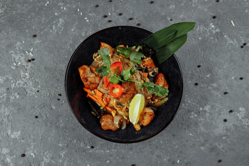 Japanese food: Glass noodles with chicken and vegetables