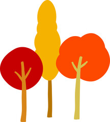 Fall Simple Tree Illustrations with Fall Colors