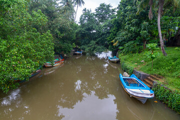 Boats on the canals in Negombo, Sri Lanka