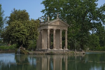 Fototapeta na wymiar Tempio di Esculapio within the Villa Borghese gardens in Rome