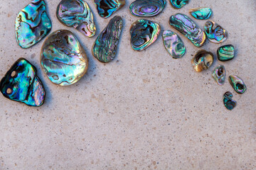 Mother of pearl and abalone shell arrangement