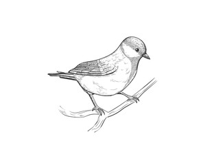 Bird vector sketch illustration. Hand drawn small bird like sparrow, robin, lark. 