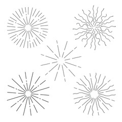 Set of sunbursts, explosion effects, vintage doodles isolated on white background EPS Vector