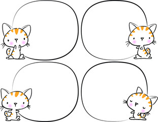 vector cartoon cat with card border frame background