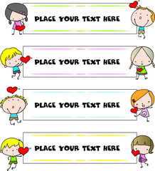 Naklejka premium vector set: boy and girl calligraphic design elements and page decoration 