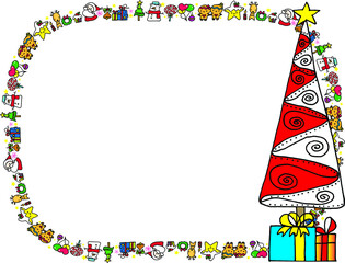 vector cartoon Christmas tree frame