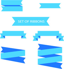 Big set of ribbons colored in blue