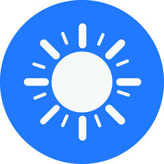 Sun shining, blue circle white background EPS Vector
