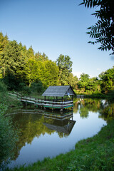 Obraz premium Romania Bistrita Paradisul Verde ,ponton pe lac ,2020