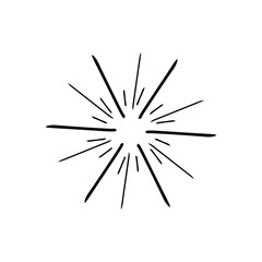 Sunburst, explosion effect, vintage doodle on white background EPS Vector 